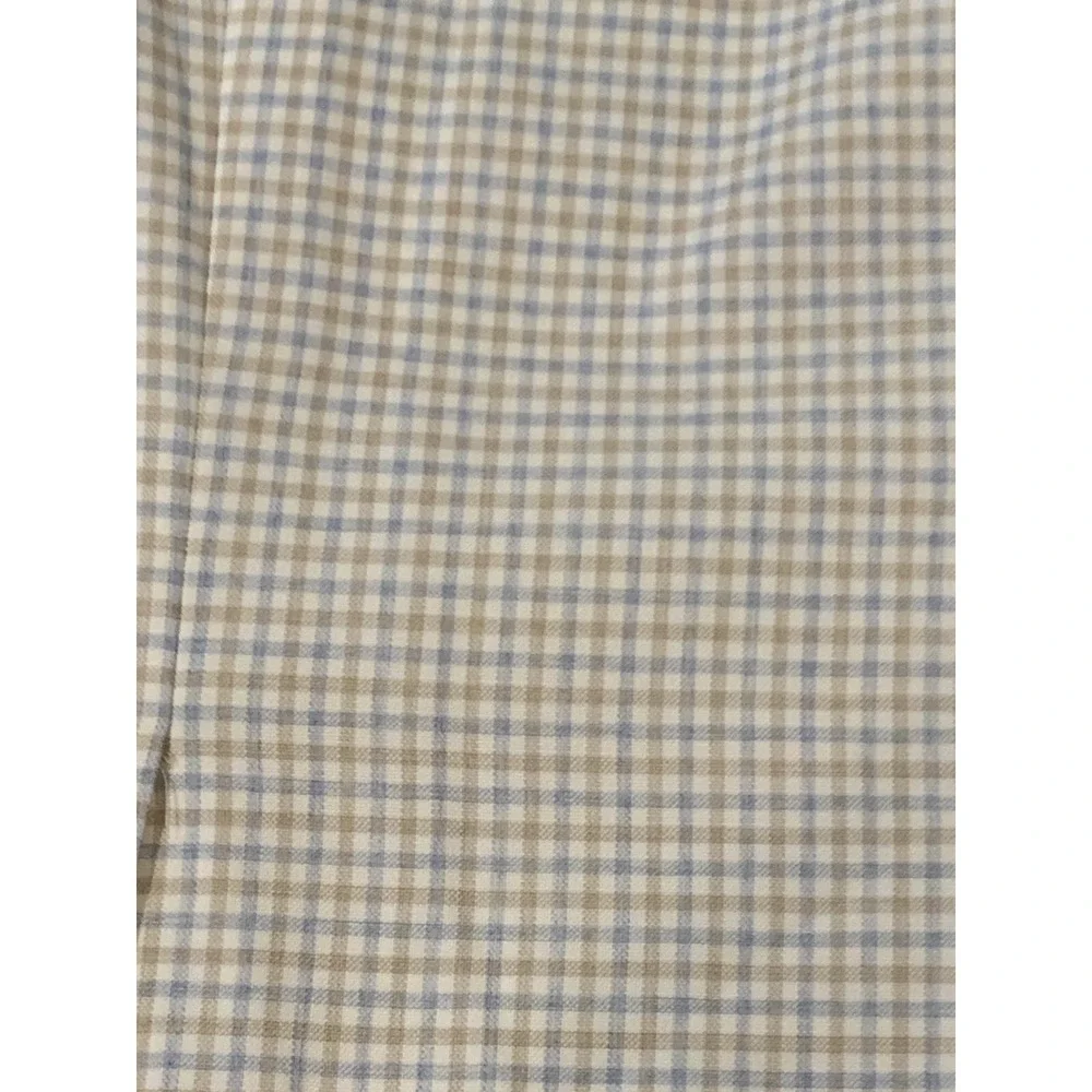 Vtg 70s Sports Coat White Blue Tan Check Plaid Merit Sz 46 Made USA 1/2 Lined